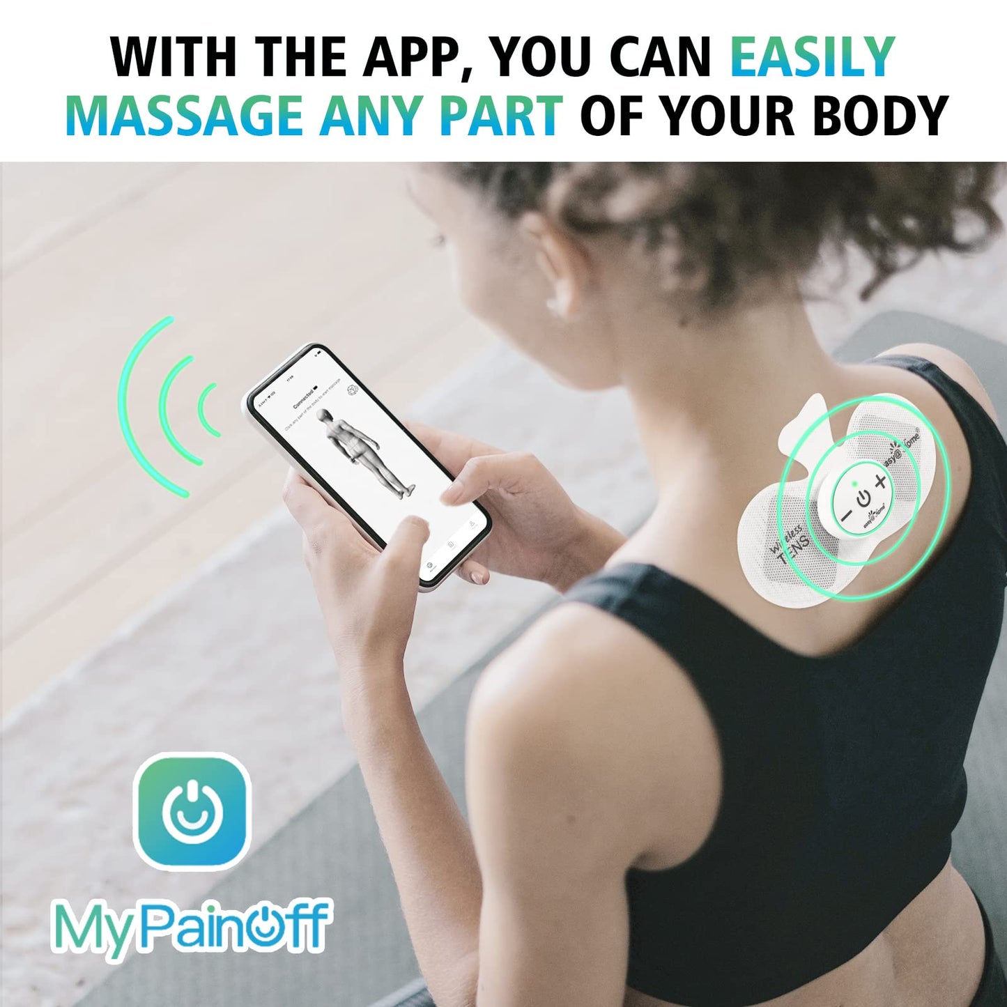Easy@Home Wireless TENS Unit with APP Remote Control: Back Pain Relief Muscle Stimulator Massager | Powered by MyPainOff App iOS & Android App | Pain Therapy Management EHE015BLE