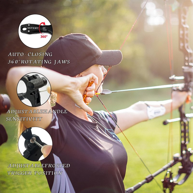 sntxmy Bow Release for Compound Bow, Archery Release Trigger, Compound Bow Release, Thumb Release. (3 Finger Bow Release, Light Blue)