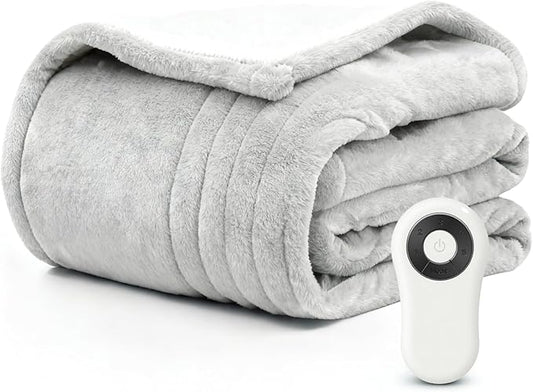 Heated Blanket Electric Throw Blanket 50"x60" Fast Heating Electric Blanket with 5 Heat Levels & 4 Hours Auto-Off Overheat Protection Cozy Soft Flannel Heated Throw Blanket