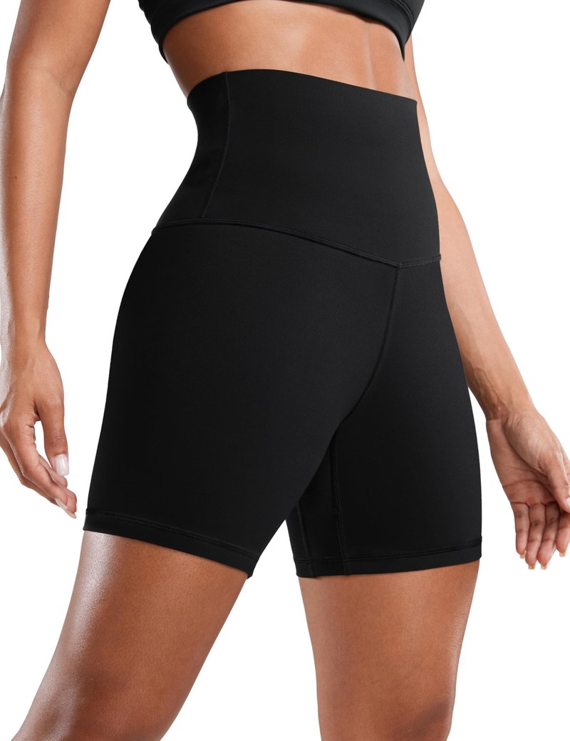CRZ YOGA Butterluxe Super High Waist Biker Shorts 6"- Yoga Workout Womens Buttery Soft Over Belly Black Medium