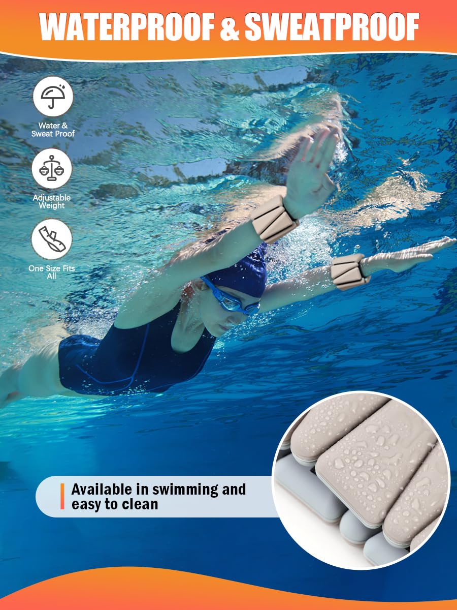 BECOJADDE Ankle Weights for Women Set of 2 (2 lb Each) Adjustable Wrist Weights Training Intensity for Strength Training Walking Running Yoga Pilates Jogging for Women Men, Pewter Beige