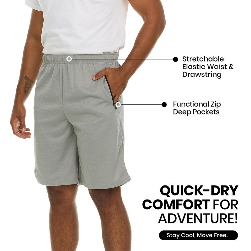 Essential Elements Men’s Athletic Shorts 4 Pack – Quick-Dry Moisture Wicking Basketball, Gym & Workout Shorts with Pockets