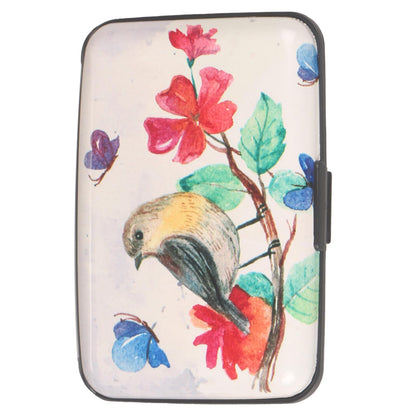BOHONG Credit Card Holder Small RFID Blocking Wallet Business Metal Slim Mini Aluminum Hard Case for Women Men-A Bird