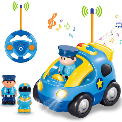 Pup Go First Remote Control Car for Toddler 18 Months+, 2 Interchangeable Dolls with Siren & Lights, Baby RC Police Racing Toy for 2 3 Year Old Boys Girls Kids, Perfect Xmas Presents (Sapphire Blue)