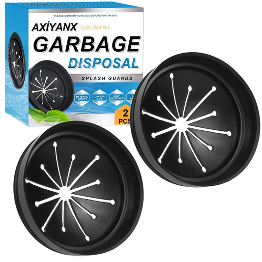 AxiyanX 3 3/8" Inch Sink Splash Guard - Rubber Garbage Guard and Disposal Stopper for Whirlaway, Waste King, and GE Models (Black 3 3/8 in)