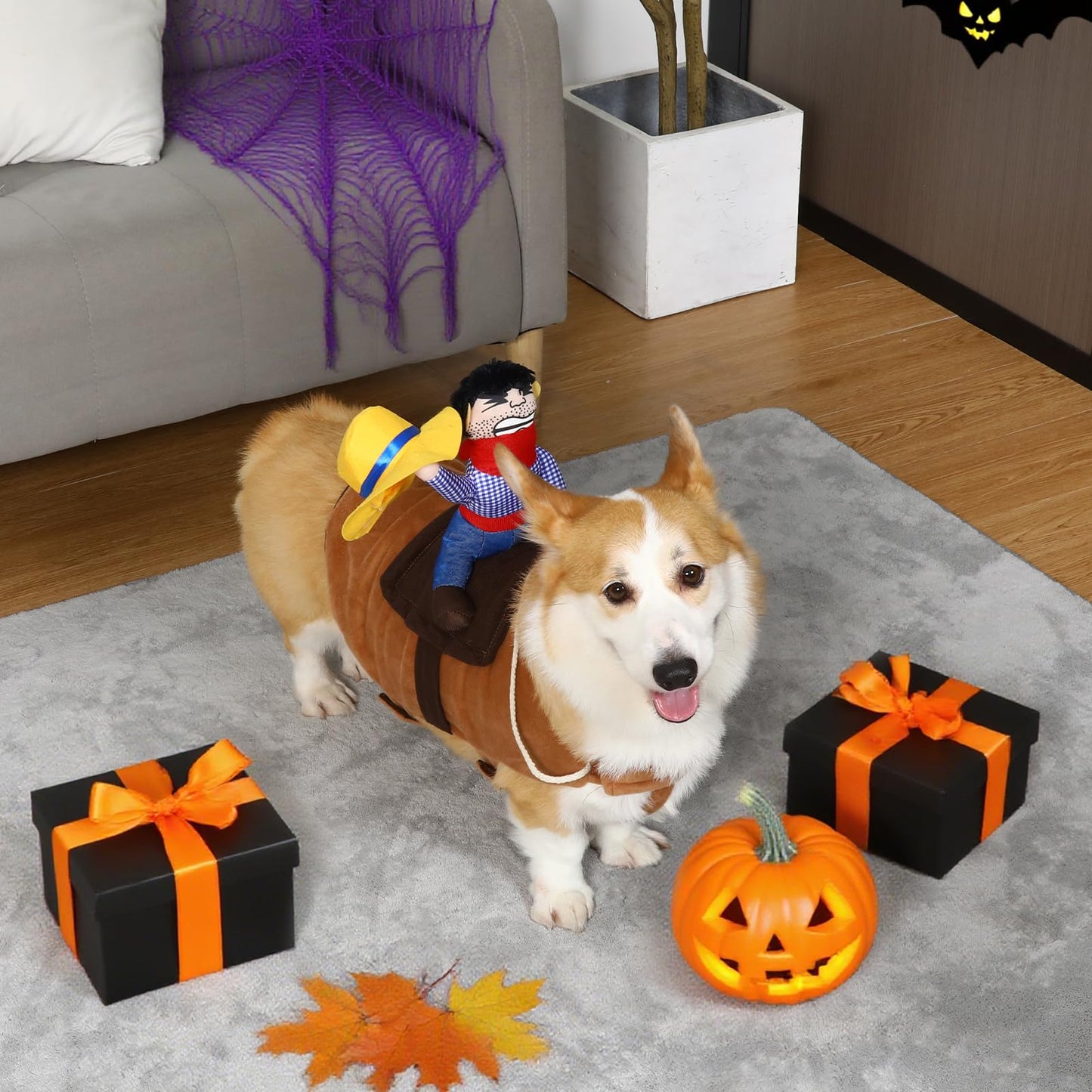 T2Y Cowboy Rider Dog Costume - Halloween Dog Costumes for Small Dogs and Cat, Dogs Clothes Knight Style with Doll and Hat for Halloween Day, Suitable for Yorkie, Chihuahua, Schnauzer【S】