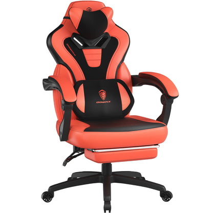 Dowinx Gaming Chair with Footrest, Gaming Chair for Heavy People, Gamer Chair for Adult with Massage, Computer Game Chair with PU, PC Game Chair for 200lbs (Red)