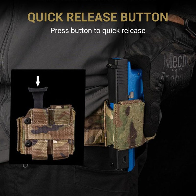 UniPro GB-95 Left-Hand Universal Tactical Holster, MC Pattern, 500D Nylon with Hard Shell, MOLLE Compatible, 4.33x3.94x2.17 Inch