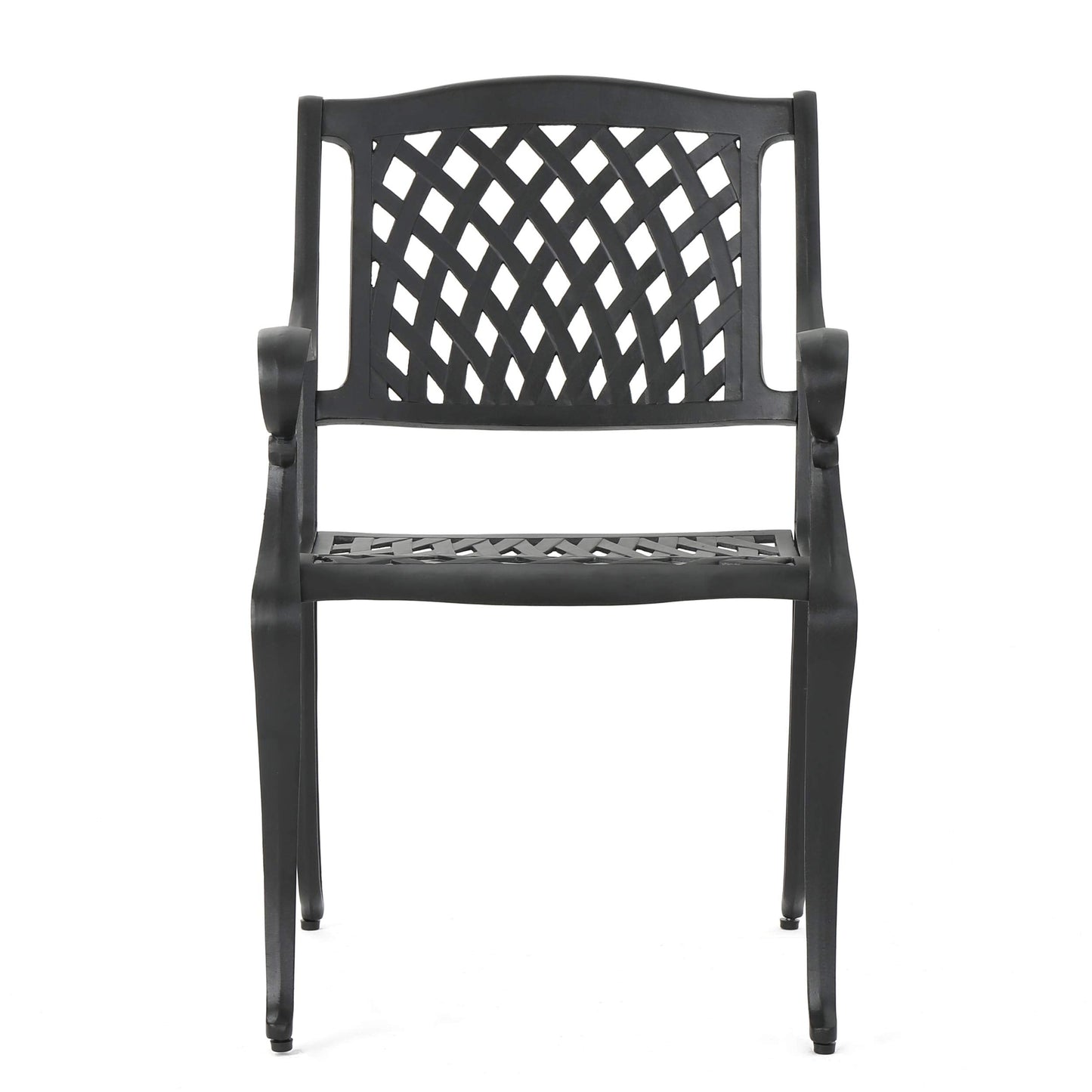 Christopher Knight Home Hallandale Outdoor Cast Aluminum Chairs, 2-Pcs Set, Antique Matte Black