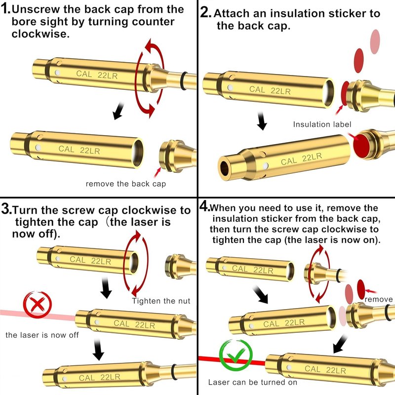 Bore Sight Cal 223 | 5.56mm, 300 Win Mag & More - Red Dot Boresighter with Batteries
