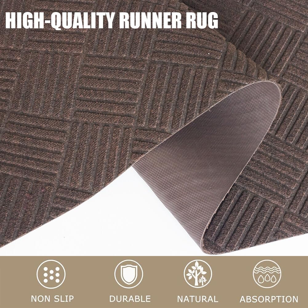 2' x 6' Non Slip Runner Rug for Hallway Indoor Outdoor, TPR Backed Carpet Runner for Entryway, Laundry, Kitchen, Garage, Custom Size Washable Floor Mat for High Traffic Areas