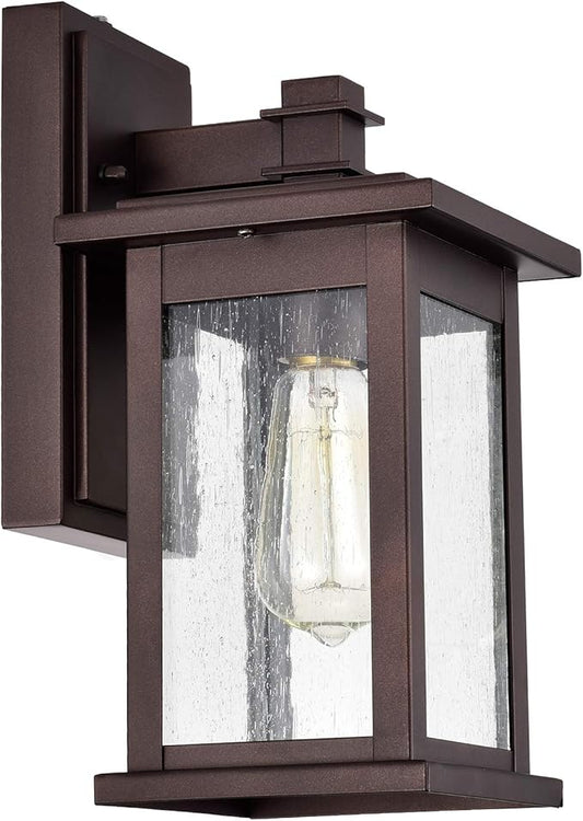 MICSIU Dusk to Dawn Outdoor Wall Light Fixture, Oil Rubbed Bronze Exterior Wall Sconce with Clear Seedy Glass, 12.25 Inch Outside Lights for House, Garden, Garage, Patio, Doorway, Pathway, Balcony.