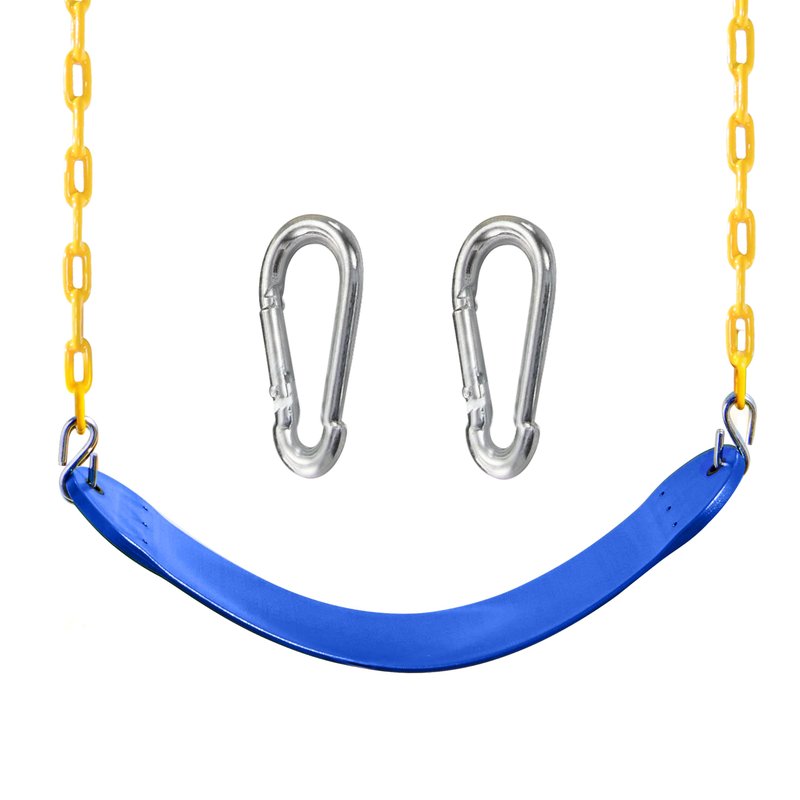 TURFEE Swing for Outdoor Swing Set - Pack of 1 Seat Replacement Kit with Heavy Duty Chains - Backyard Swingset Playground Accessories for Kids (Blue)