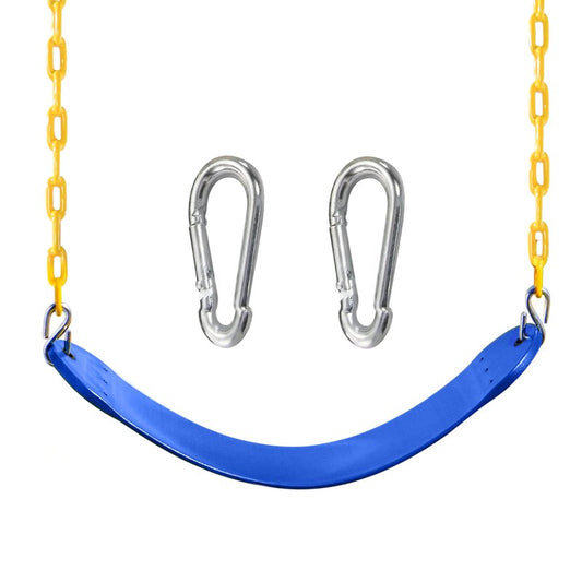 TURFEE Swing for Outdoor Swing Set - Pack of 1 Seat Replacement Kit with Heavy Duty Chains - Backyard Swingset Playground Accessories for Kids (Blue)