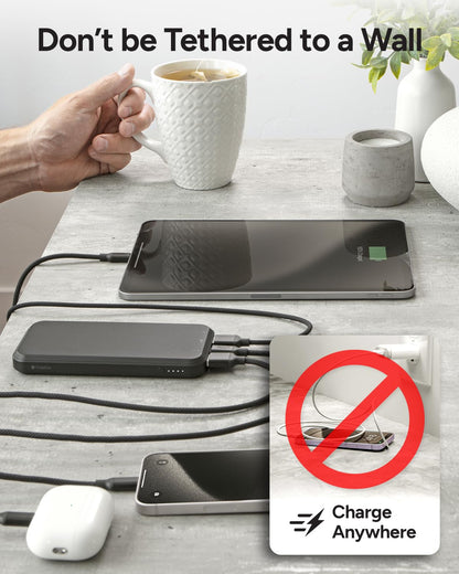 Mophie powerstation prime20 - Ultra-Compact Portable Power Bank with 20,000mAh Internal Battery, 18W USB-C PD Fast Charging, 3-Device Simultaneous Charging, Eco-Friendly Design