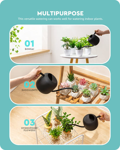 Baffect Cute Indoor/Outdoor Watering Can, 1.2L/41OZ Stainless Steel with Long Spout for House Plants, Bonsai, Flowers & Decor