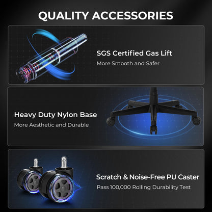 GTPLAYER Gaming Chair with Footrest, Big and Tall Computer Game Chair 350lb Racing Style, Ergonomic High Back Lumbar Support and Recliner, Black