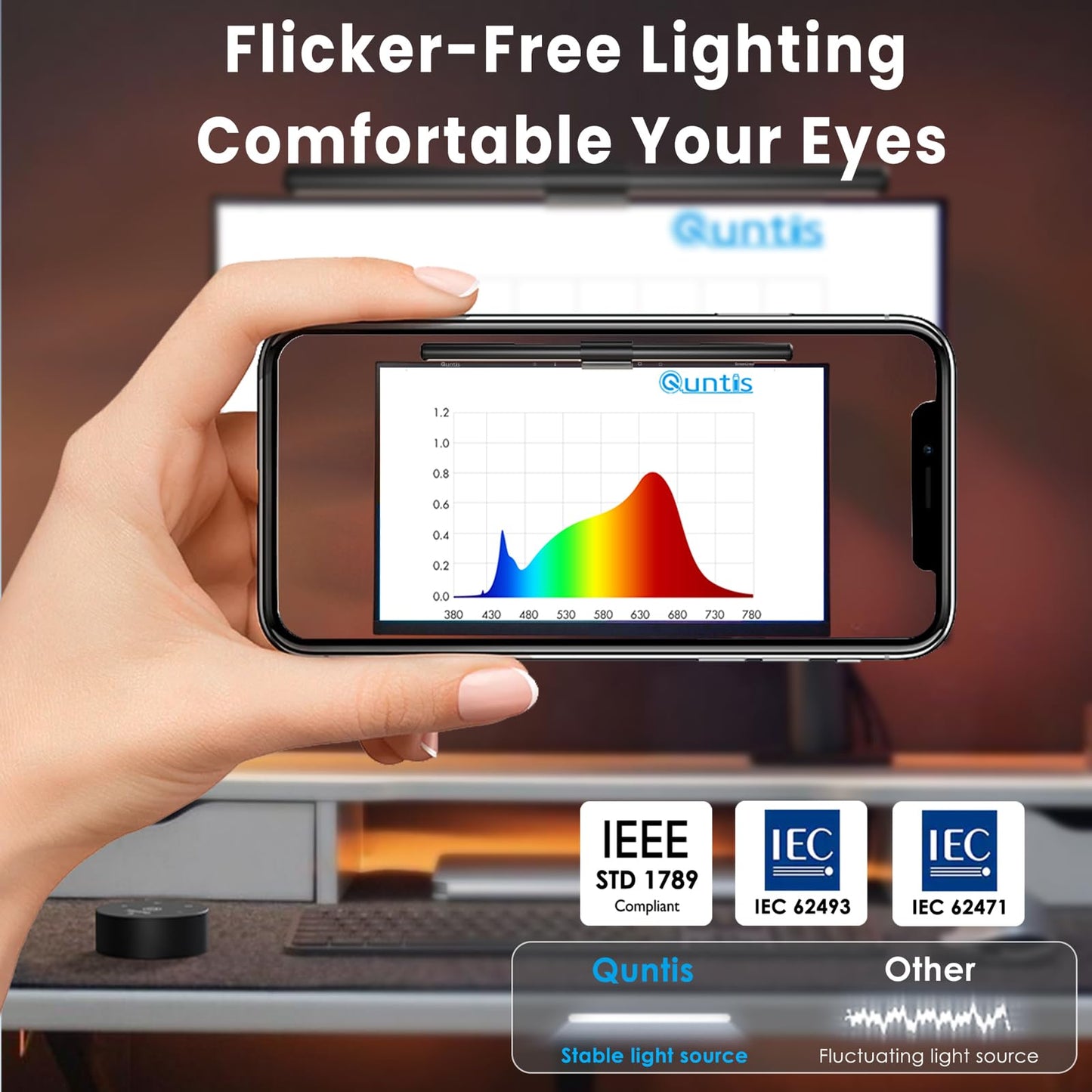 Quntis PC Screen Lamp with Remote Control, Adjustable Screen Light Automatic Dimming, LED USB Computer Lamp 40 cm Monitor Light Bar Lighting for Office Gaming