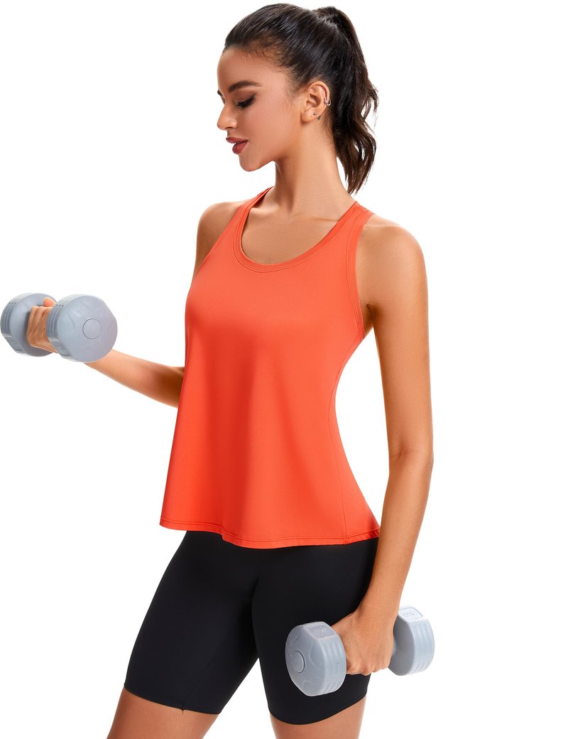 MathCat Women's Workout Tank Tops Racerback Sleeveless Tops Loose Fit Yoga Shirts Athletic Running Tank Top for Women Orange
