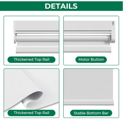 Allesin Motorized Roller Blinds with Remote Control for Windows, Blackout Smart Roller Shade, Battery Powered Electric Smart Blind (White,H72 x W31)