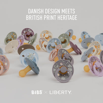 BIBS Colour Liberty Soother 2-Pack, BPA Free Dummy Pacifier, Round Nipple. Natural Rubber Latex, Made in Denmark, Size 2 (6-18 Months), Eloise Blush
