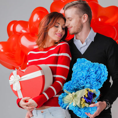 Valentines Day Gifts for Her Rose Bear for Women, Artificial Rose Teddy Bear Birthday Bouquet, Mother's Day Rose Gift, Perfect for Wife, Mom, Grandma (Rose Red)