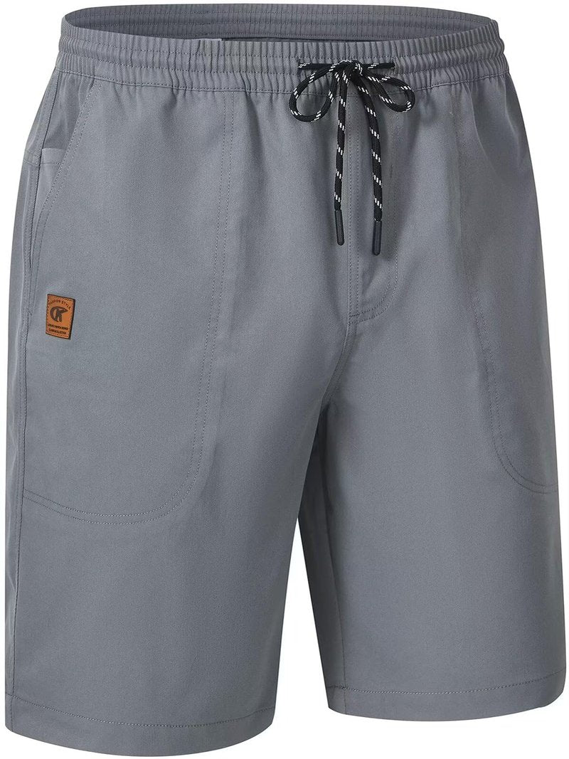 QPNGRP Men's Stretch Waist Casual Grey Shorts with 5 Pockets Include 1 Zipper Pocket 34