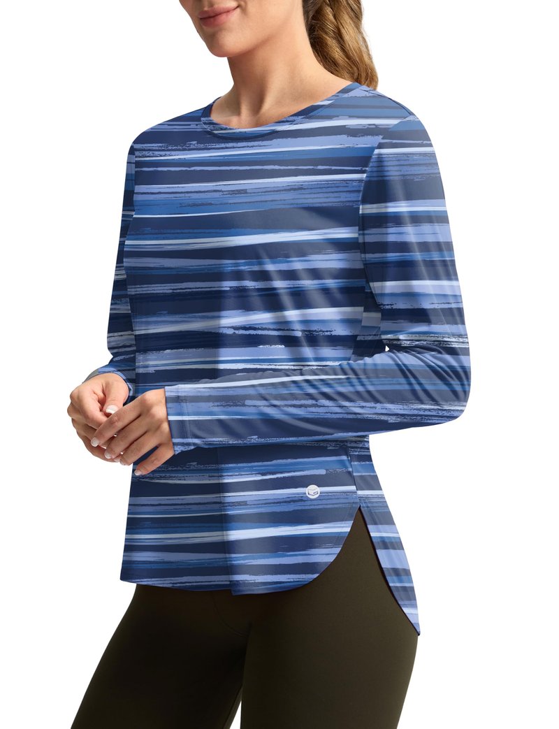 Women's Sun Shirts UPF 50+ Long Sleeve UV Protection Shirt Lightweight Quick Dry Workout Hiking Tops for Women(Ripple Blue,M)