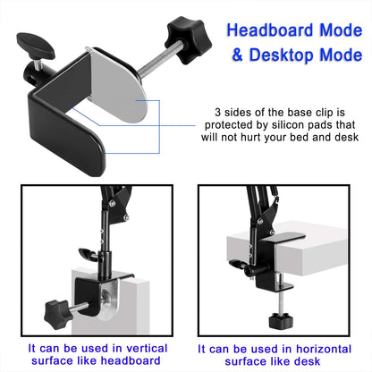 Tablet Stand Adjustable,Foldable Arm Stand for Bed,Aluminum Universal Flexible Tablet Holder with 360 Degree Rotation Compatible with iPad/iPhoneX/iPad Pro/N-Switch,or Other 4.5~12.9 Inches Devices
