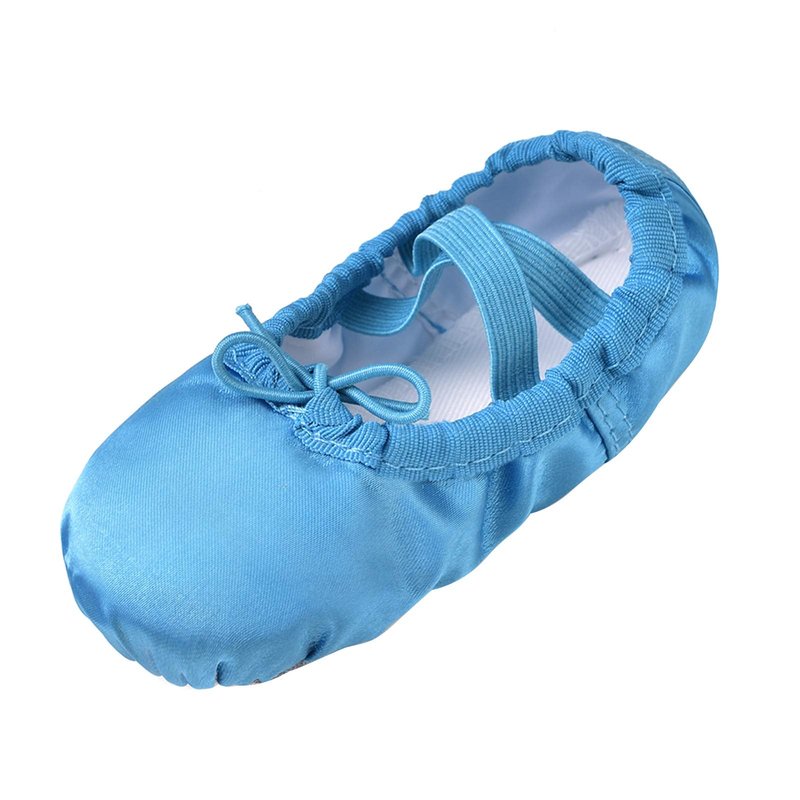 Stelle Ballet Shoes for Girls Satin/Ribbons Ballet Slippers Dance Shoes(Toddler/Little/Big Kids)(Blue,7MT)