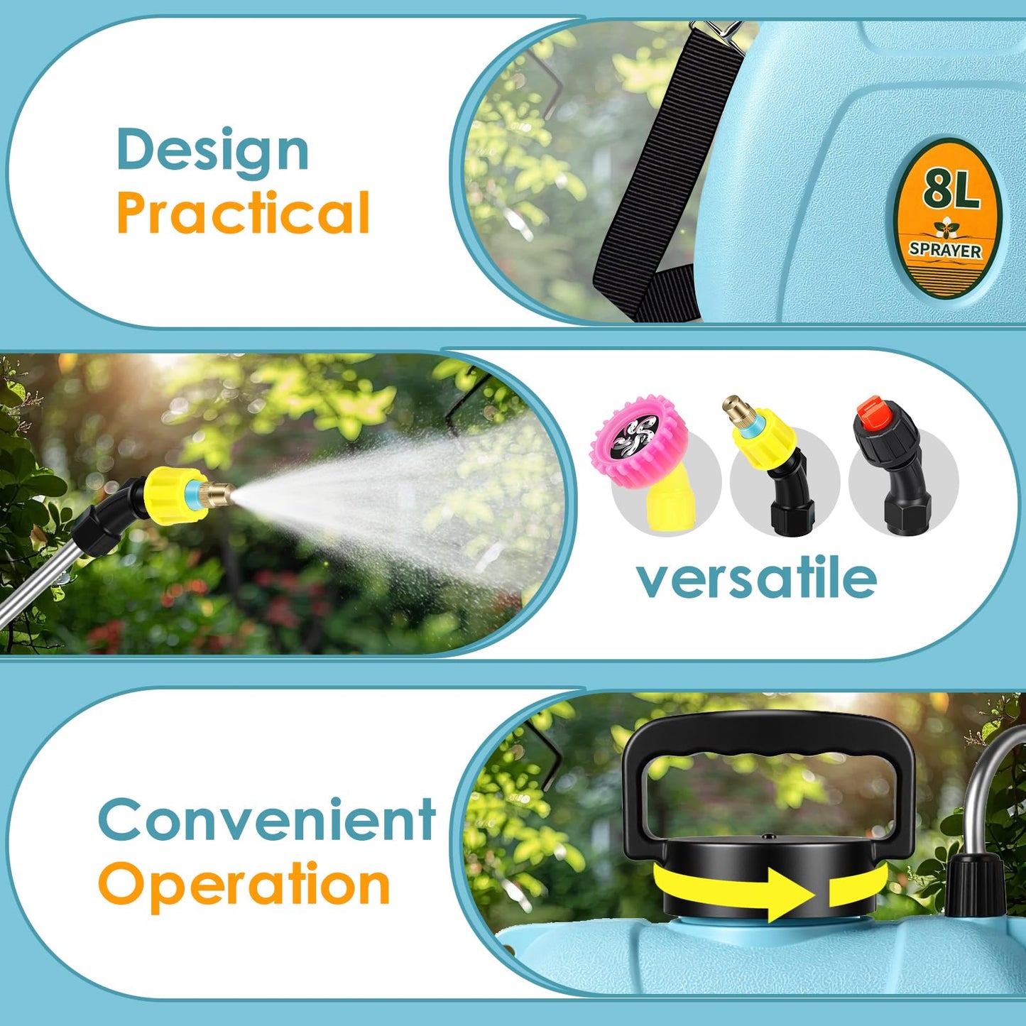 2 Gallon Battery Powered Garden Sprayer,2025 Upgraded Electric Weed Sprayer with 3 Adjustable Speed, Battery Indicator,Rechargeable Retractable Wand with Adjustable Shoulder Strap for Lawn,Garden,Yard