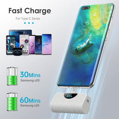 Mini Portable Charger USB-C Power Bank 5200mAh,Ultra Compact LCD Display Battery Pack Backup Charger Compatible with iPhone 17/17 Air/17 Pro/17 Pro Max/16/16 Plus/16 Pro Max/15 Series,Samsung-Green