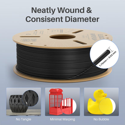 ELEGOO Rapid PLA Plus Filament 1.75mm Black 1KG, PLA+ 3D Printer Filament Up to 600 mm/s High Speed Printing, Dimensional Accuracy +/- 0.02 mm, 1kg Cardboard Spool(2.2lbs)