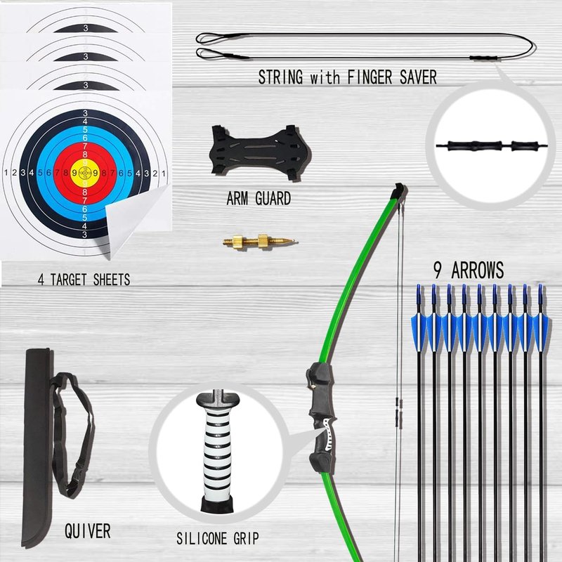 Youth Bow and Arrows Set - 45" Recurve Archery Kit for Kids 8-12 | Includes 9 Arrows & 4 Targets for Outdoor Fun