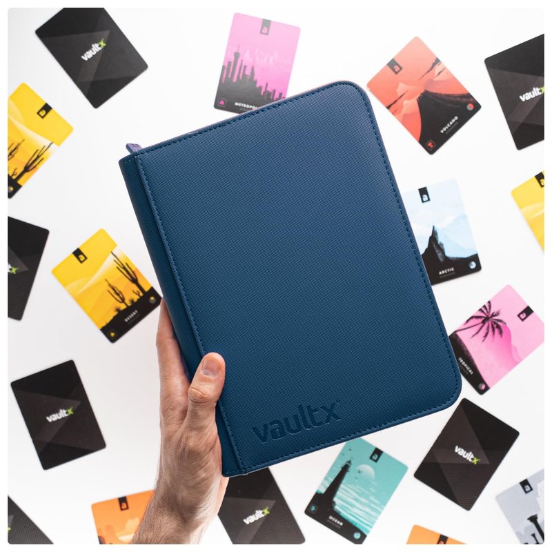 Vault X 4 Pocket Zip Binder, 160 Cards, Exo-Tec Material, 20 Side-Loading Pages (Blue)