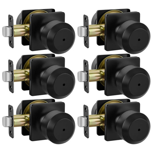 Haidms 6 Pack Black Door Knobs Interior, Privacy Interior Door Knob for Bedroom or Bathroom, Matte Black Door Knobs