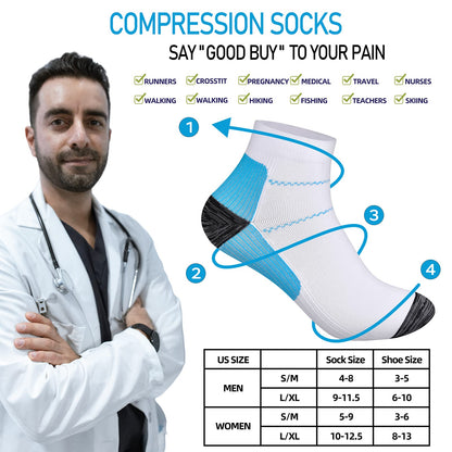 Pnosnesy 3/6/7 Pairs Compression Socks for Men & Women Plantar Fasciitis Socks Low Cut Sports Socks Athletic Socks with Arch Support Plantar Fasciitis