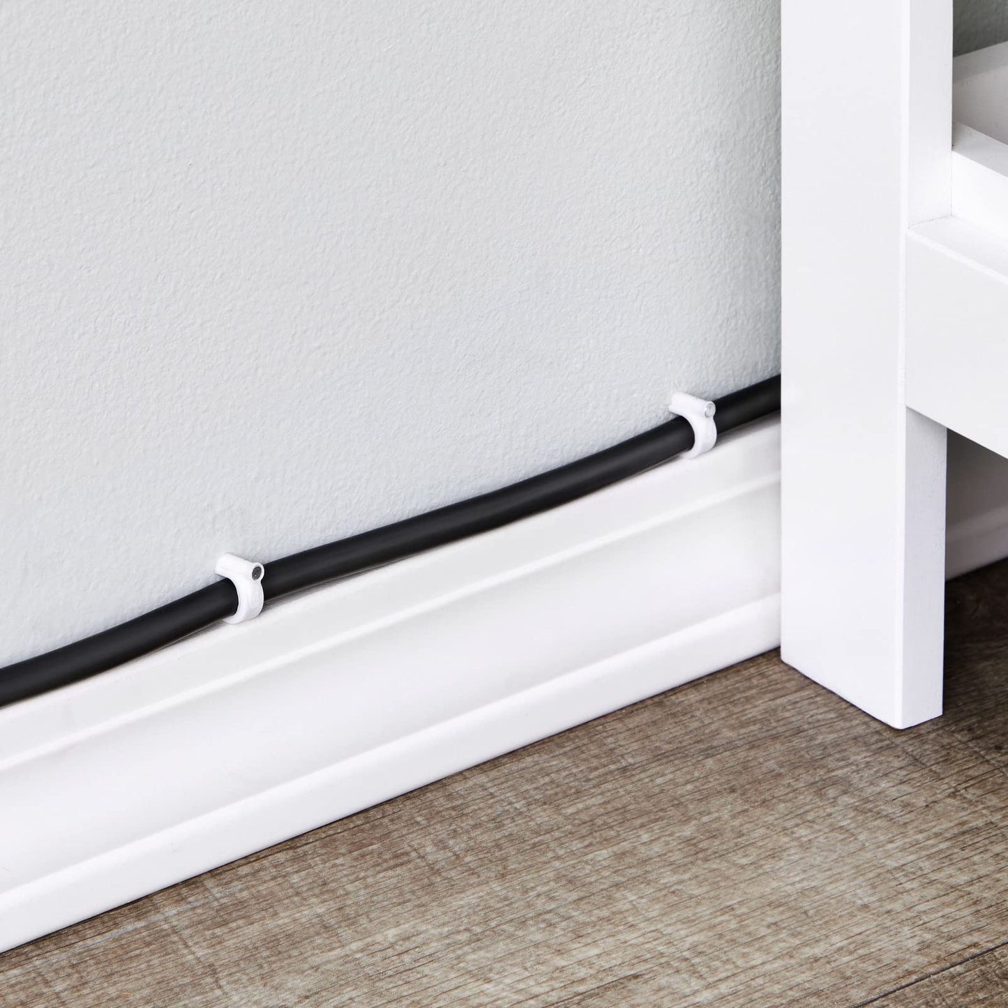 Juvale 500-Pack Round Cable Wire Clips for Wall Mounting, Extension Cord Holders, and Cable Management Staples in 5 Sizes for RJ45 Ethernet Connectors, Nails Included (4, 6, 8, 10 & 14mm, White)