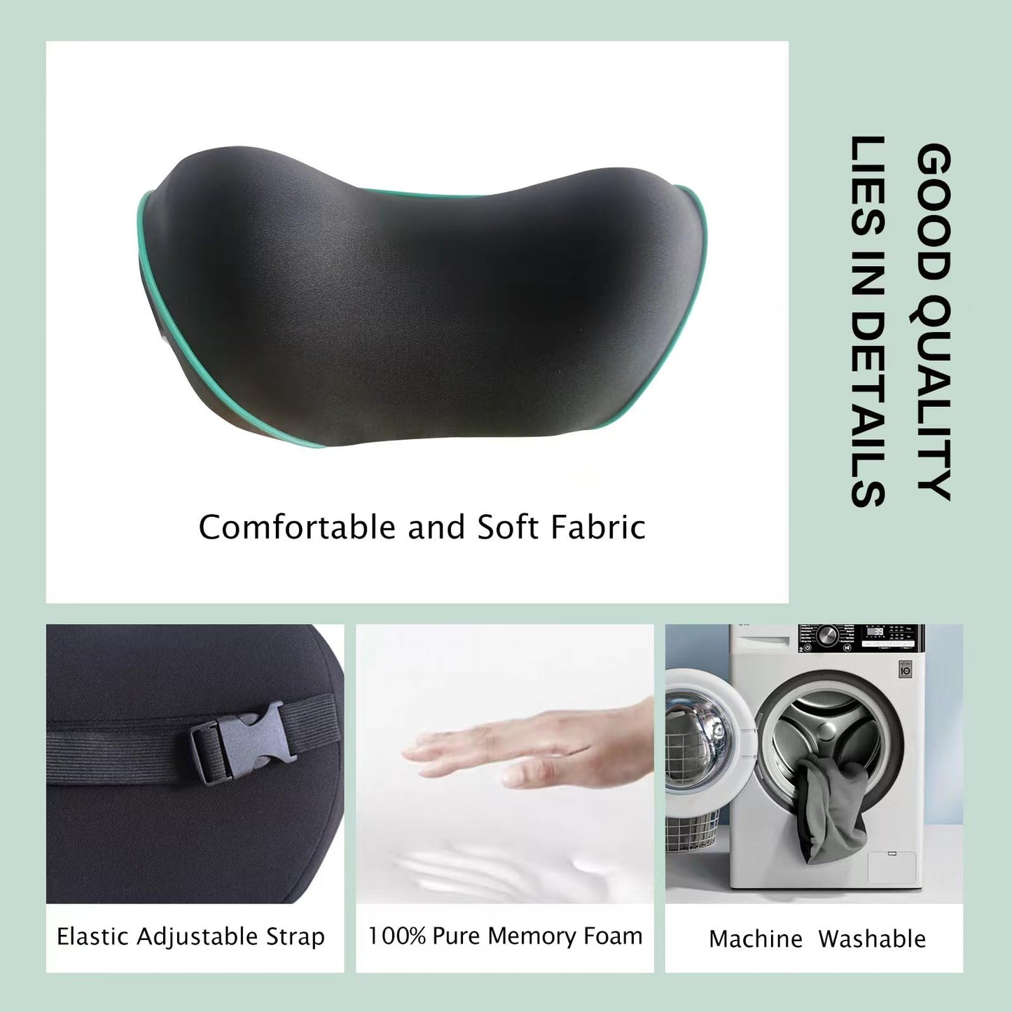 SPRFUFLY Make Relaxing Car Headrest Pillow, Car Pillow for Driving with Adjustable Strap, Breathable Removable Cover & Ergonomic Design - Softness Travel Car Neck Support Pillow(Black, 1PC)
