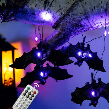 BOHON Halloween Lights String 30 LEDs Bat Fairy Lights with Remote 12 Lighting Modes Battery Operated String Lights for Outdoor Indoor Party Patio Halloween Decoration