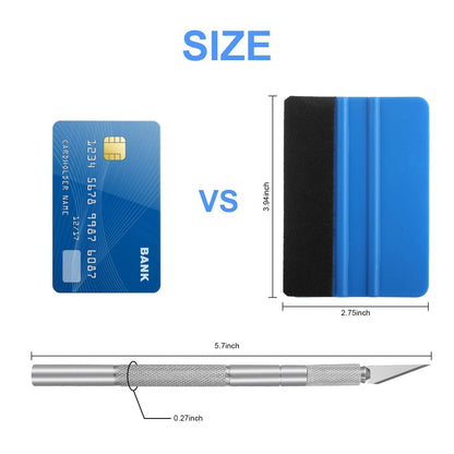 GISSVOGEEK Car Window Film Tinting Tools, Vinyl Wrap Kit, Precut/Auto Window Tint Tool Kit, Window Tint Installation Kit, Wallpaper Smoothing Tool with Felt Squeegee & Craft Knife (Blue)