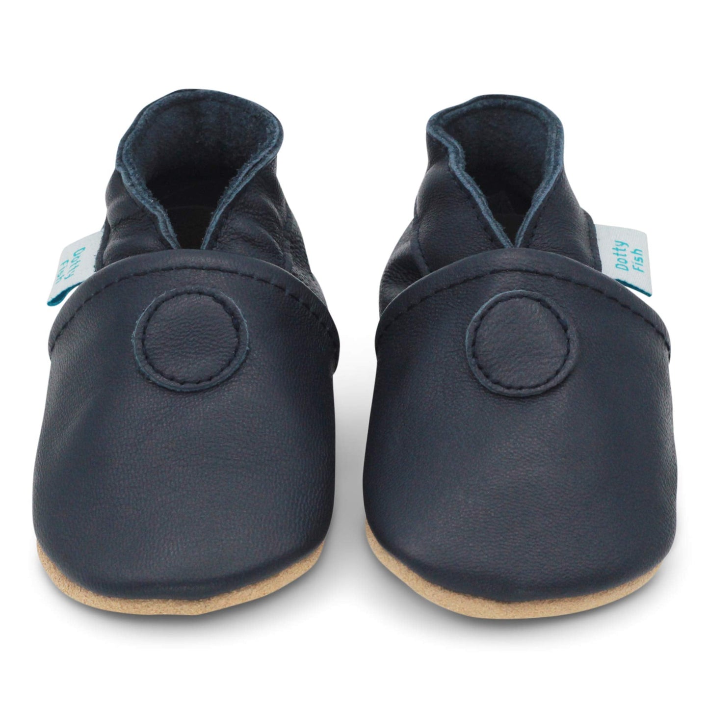 Dotty Fish Boys Soft Leather Baby & Kids Shoes - Barefoot-Friendly, Soft Non-Slip Suede Sole, Podiatrist Recommended, Breathable Leather, British Brand – Classic Plain Navy – 6-12 Months
