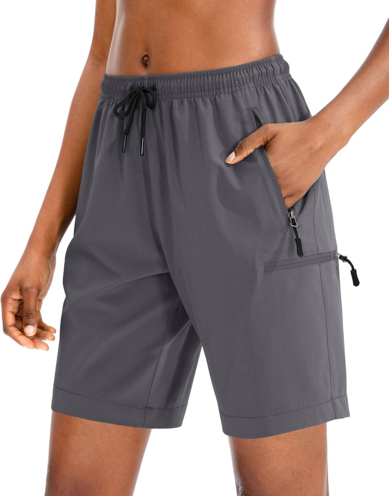 SANTINY Women's 5''/ 7''/9'' Hiking Cargo Shorts Quick Dry Lightweight Summer Shorts for Women Athletic Golf Zipper Pockets(Dark Grey_3XL)