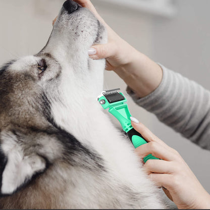 Cat Brush, Dog Grooming Brush, Rabbit Comb for shedding, LIUCOLI Professional Pet Hair Remover Rake - Eliminates Tangles Knots for Long/Short Hair, Removes Dead Undercoat and Loose Hairs Green