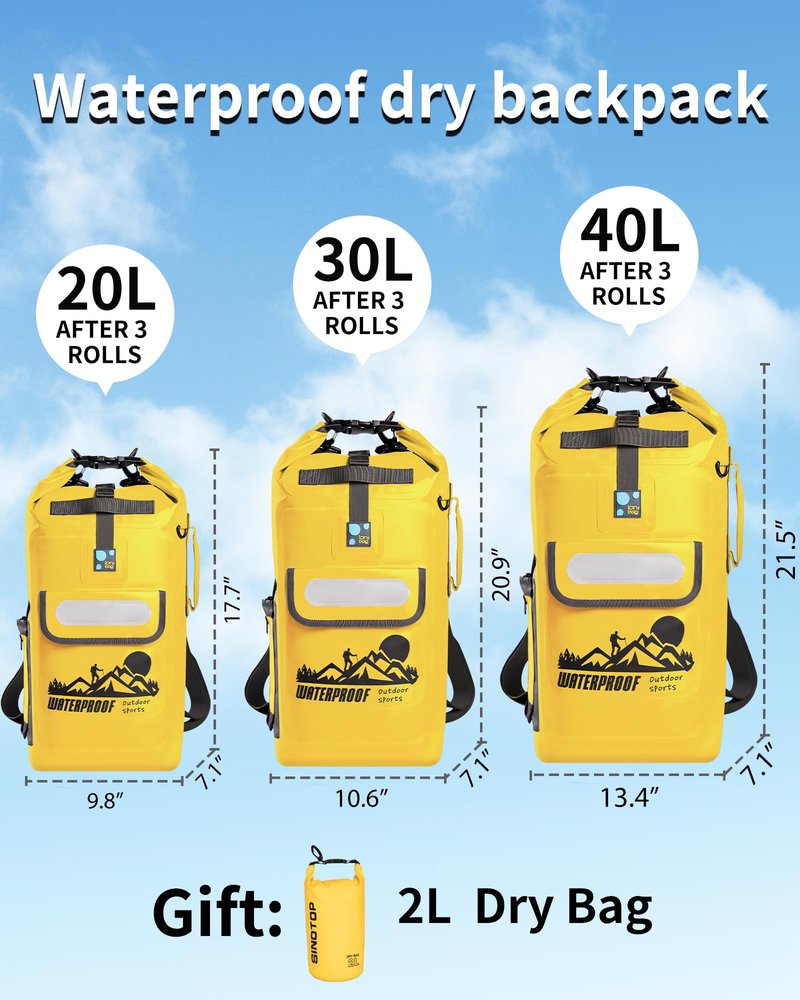 IDRYBAG 30L Waterproof Floating Backpack, Dry Bag for Men, Water Resistant Kayak, Hiking, Camping
