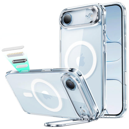 ESR Silicone Case for iPhone 17, Built-in Camera Stash Stand Compatible with MagSafe, Military-Grade Drop Protection Magnetic Phone Case for iPhone 17, Cloud Series, Rosy Pink