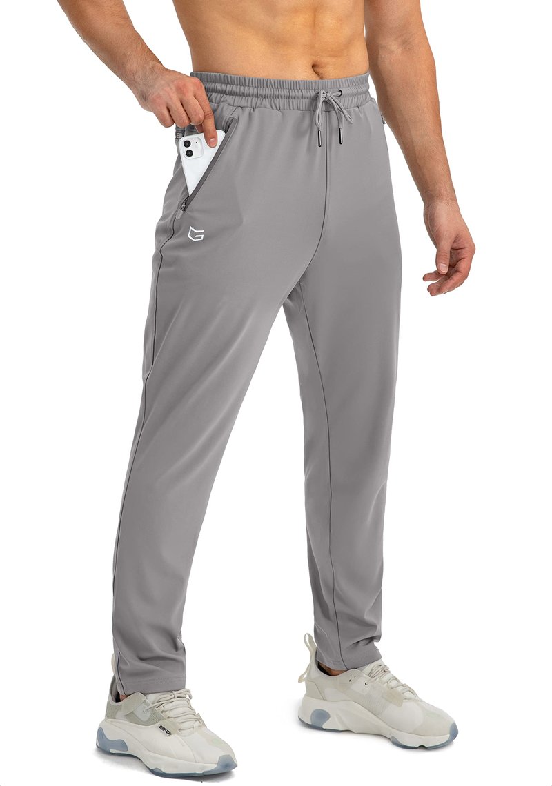 G Gradual Men's Sweatpants with Zipper Pockets Tapered Joggers for Men Athletic Pants for Workout, Jogging, Running (Light Grey, Medium)