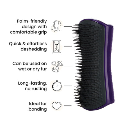 Tangle Teezer | Pet Teezer | Dual-Tier De-Shedding & Grooming Brush for Dogs | Gentle Polymer Teeth | Ideal for Double-Coated Breeds | Ergonomic & Easy Clean | Purple & Grey