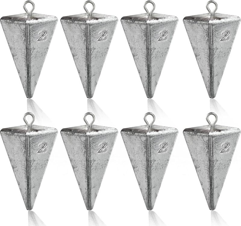 Pyramid Sinkers Fishing Weights - Durable Saltwater Tackle for Surf Fishing | 1 oz, 2 oz, 3 oz Options