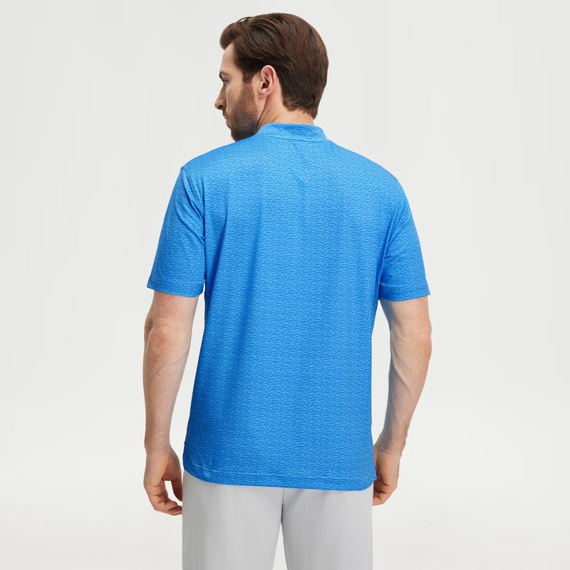 M MAELREG Henley Shirts for Men Printed Polo Shirts Collarless Lightweight Stretch Athletic Casual Short Sleeve